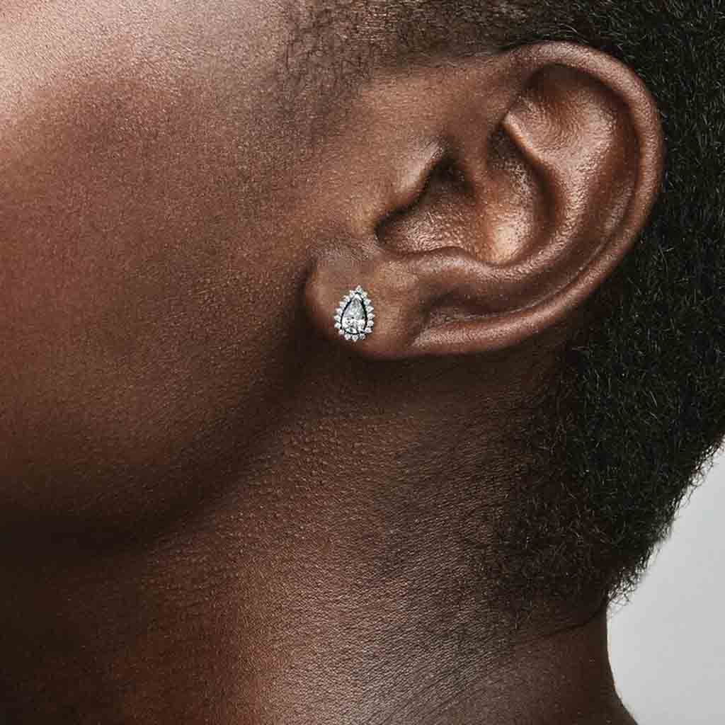 PANDORA : Sparkling Pear Halo Stud Earrings - Image 2