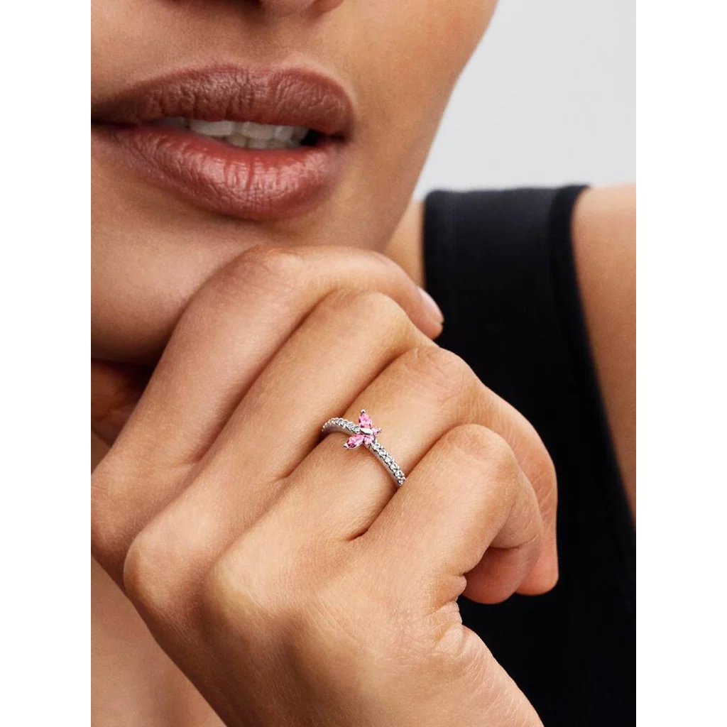 PANDORA : Sparkling Pink Butterfly Ring - Image 2