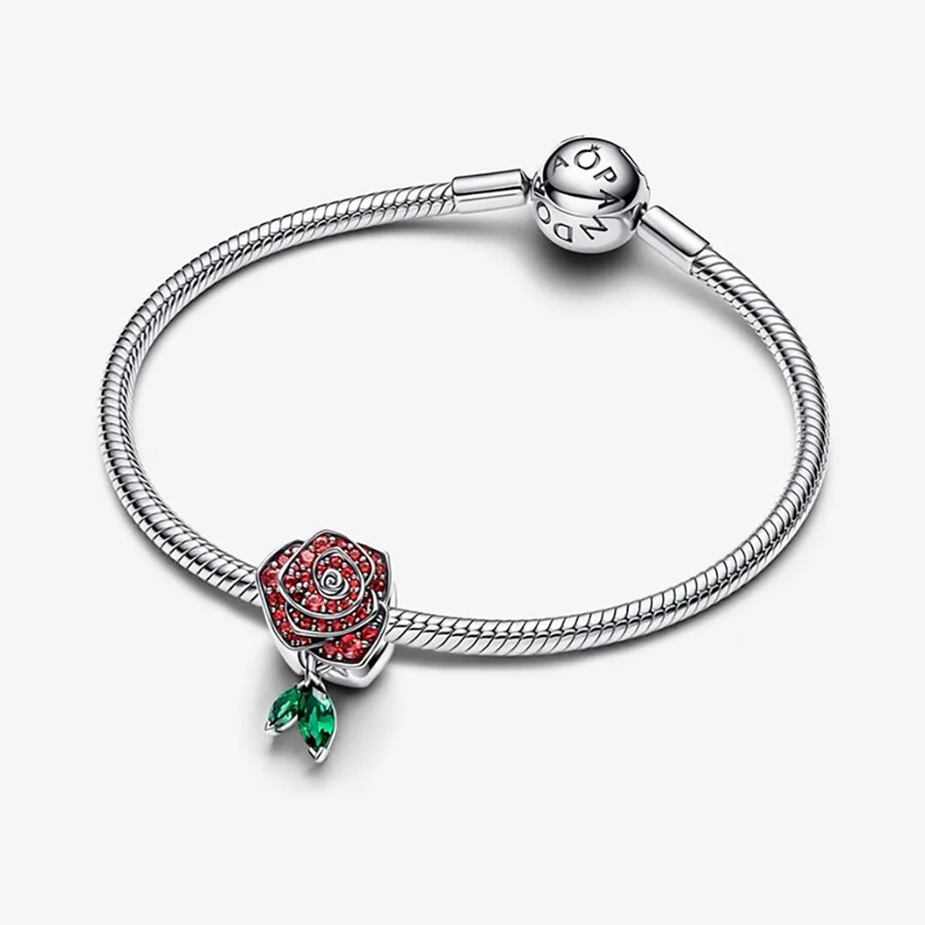 PANDORA : Sparkling Rose in Bloom Charm - Image 3