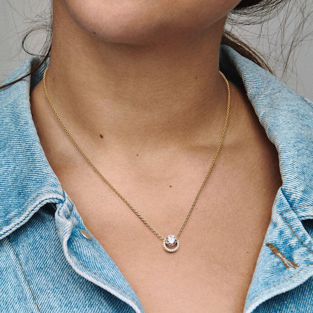 PANDORA : Sparkling Round Halo Pendant Collier Necklace - Image 6