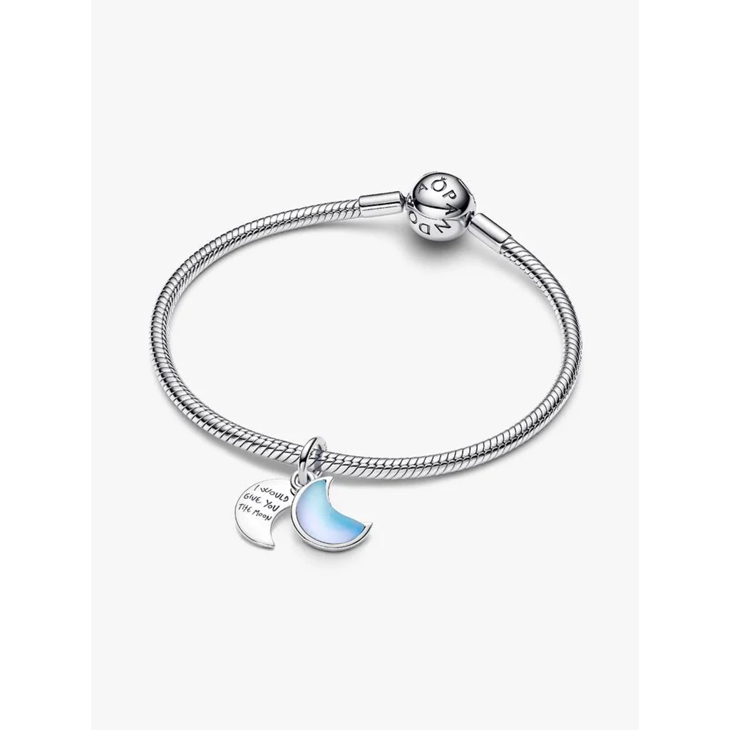 PANDORA : Sparkling Silver Crescent Moon Dangle Charm - Image 3