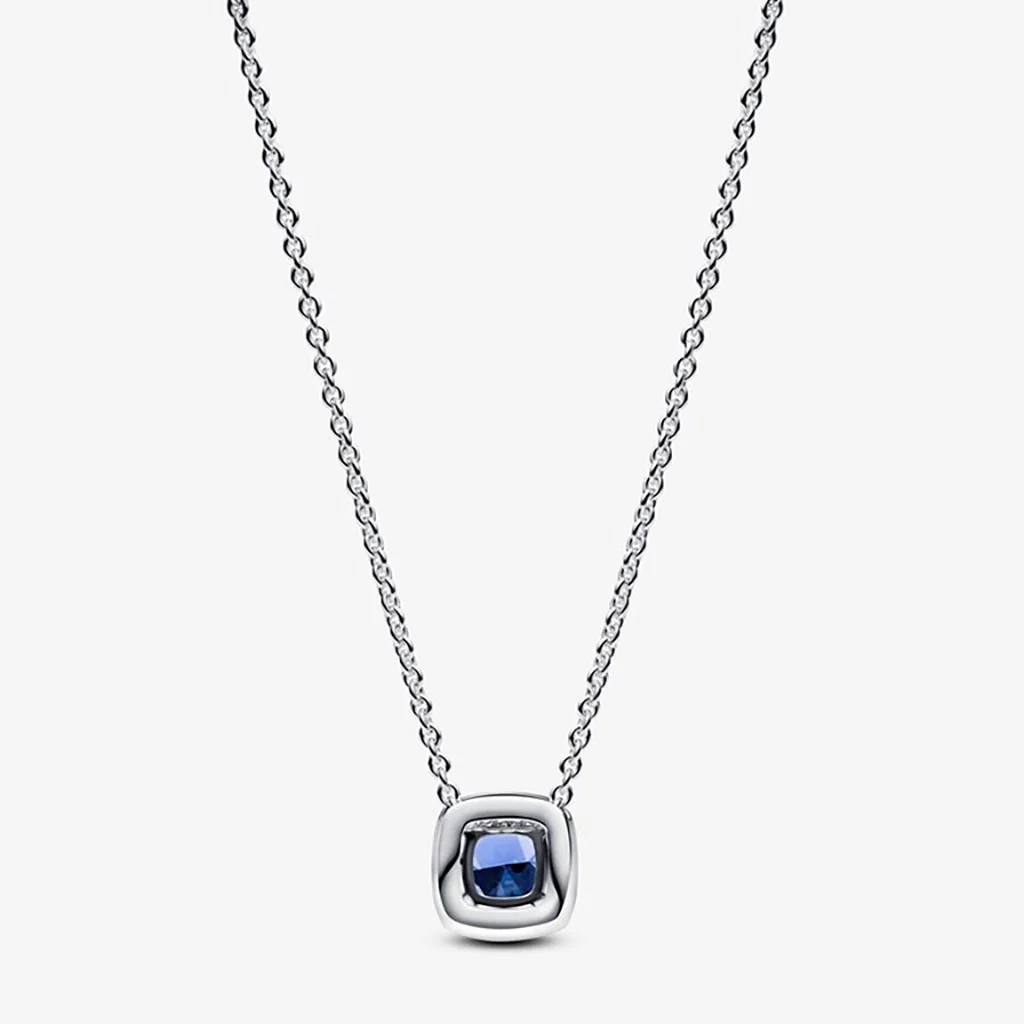 PANDORA : Sparkling Square Blue Halo Pendant Necklace - Image 4