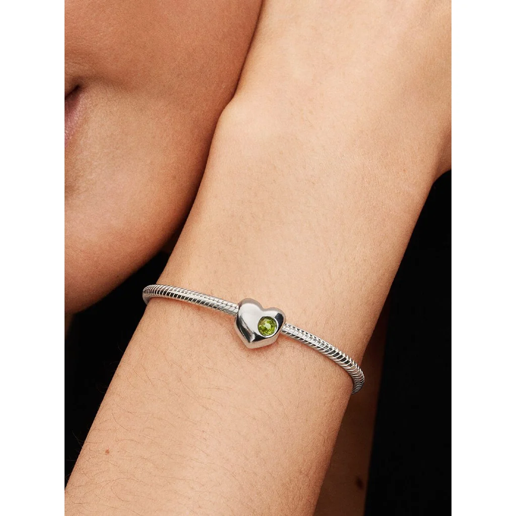 PANDORA : Spring Green Stone Heart Charm - Image 3