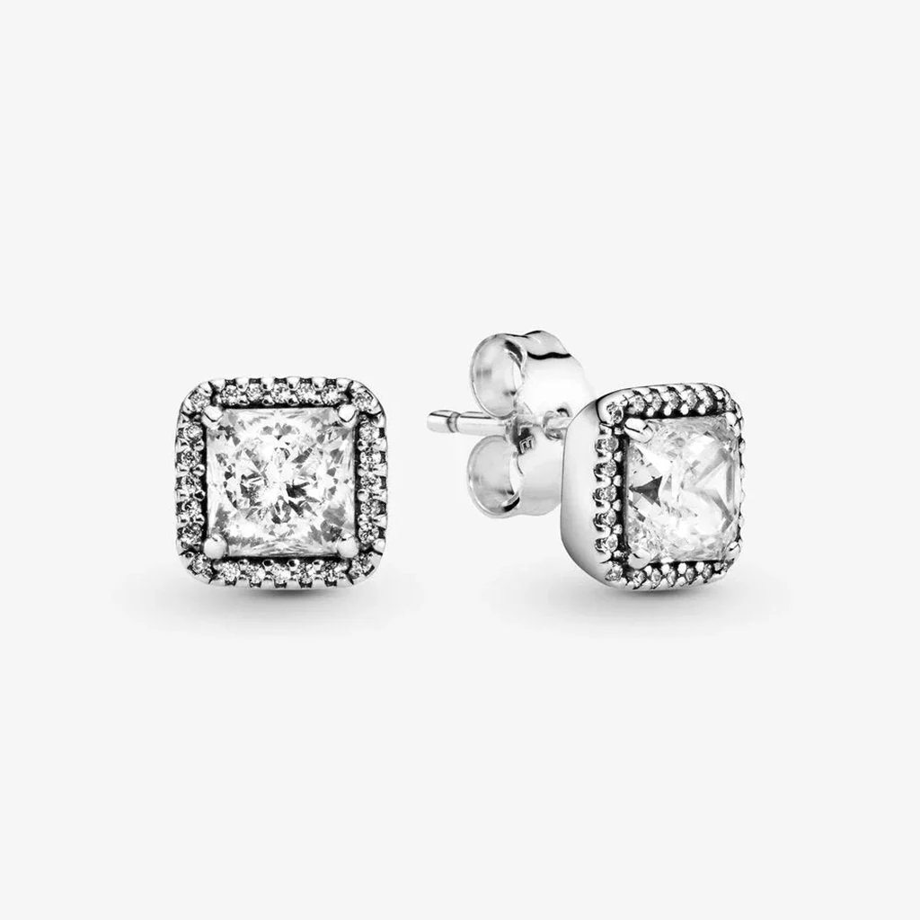 PANDORA : Square Sparkle Halo Stud Earrings