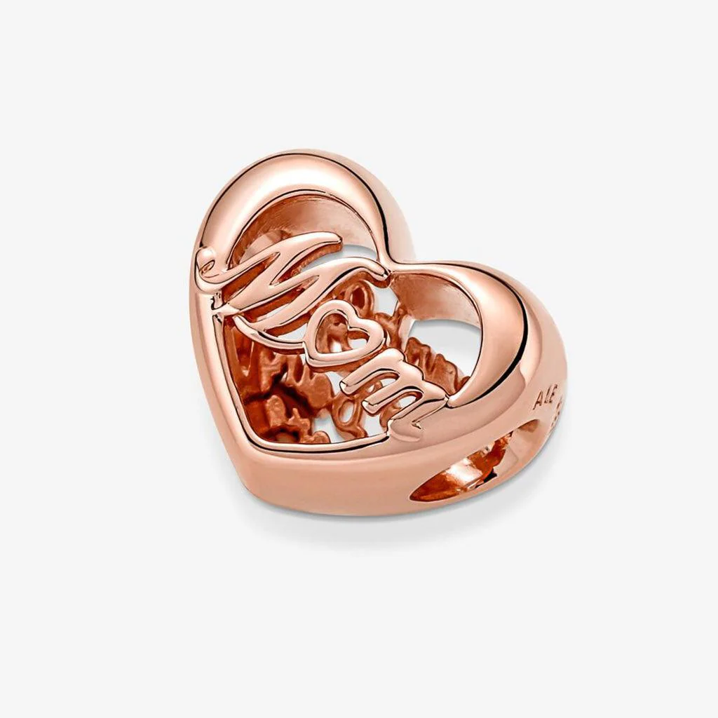 PANDORA : Thank You Mom Heart Charm - 14kt Rose Gold - Image 3