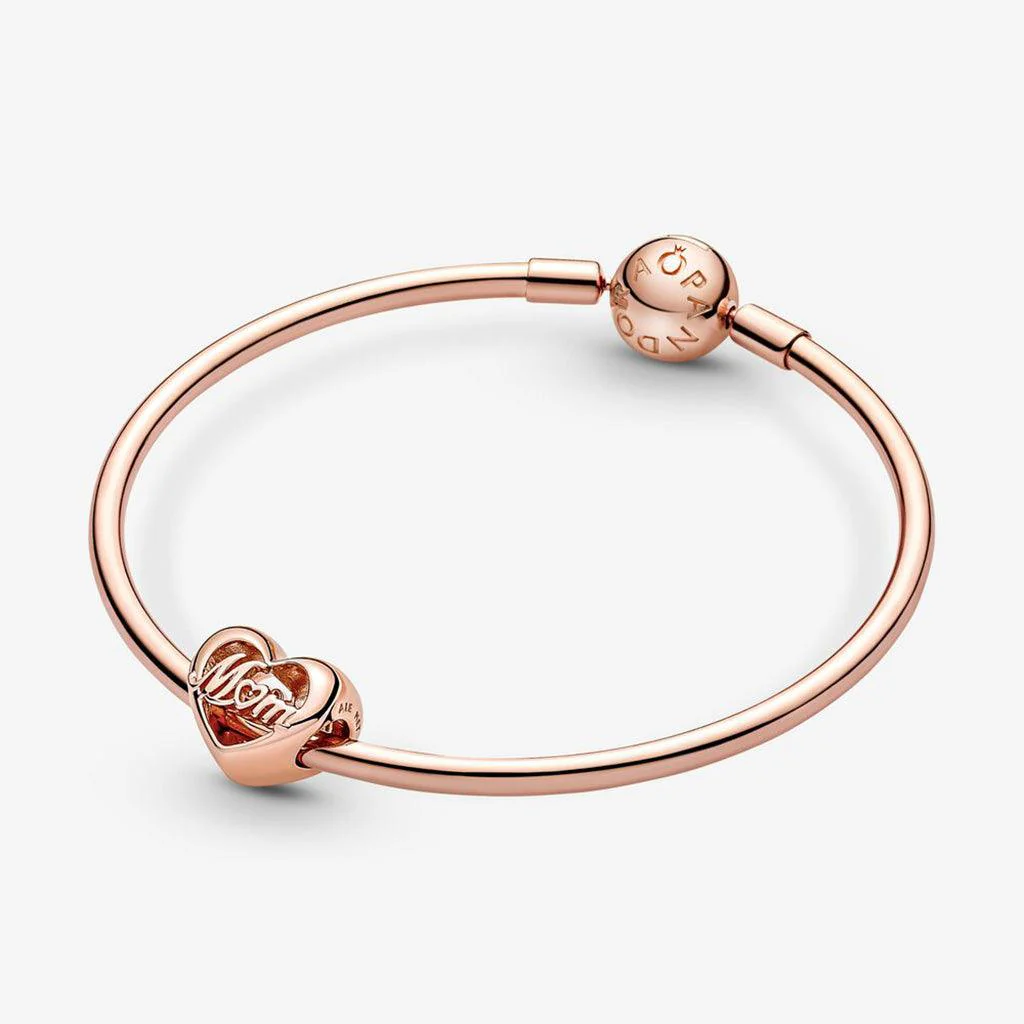 PANDORA : Thank You Mom Heart Charm - 14kt Rose Gold - Image 5