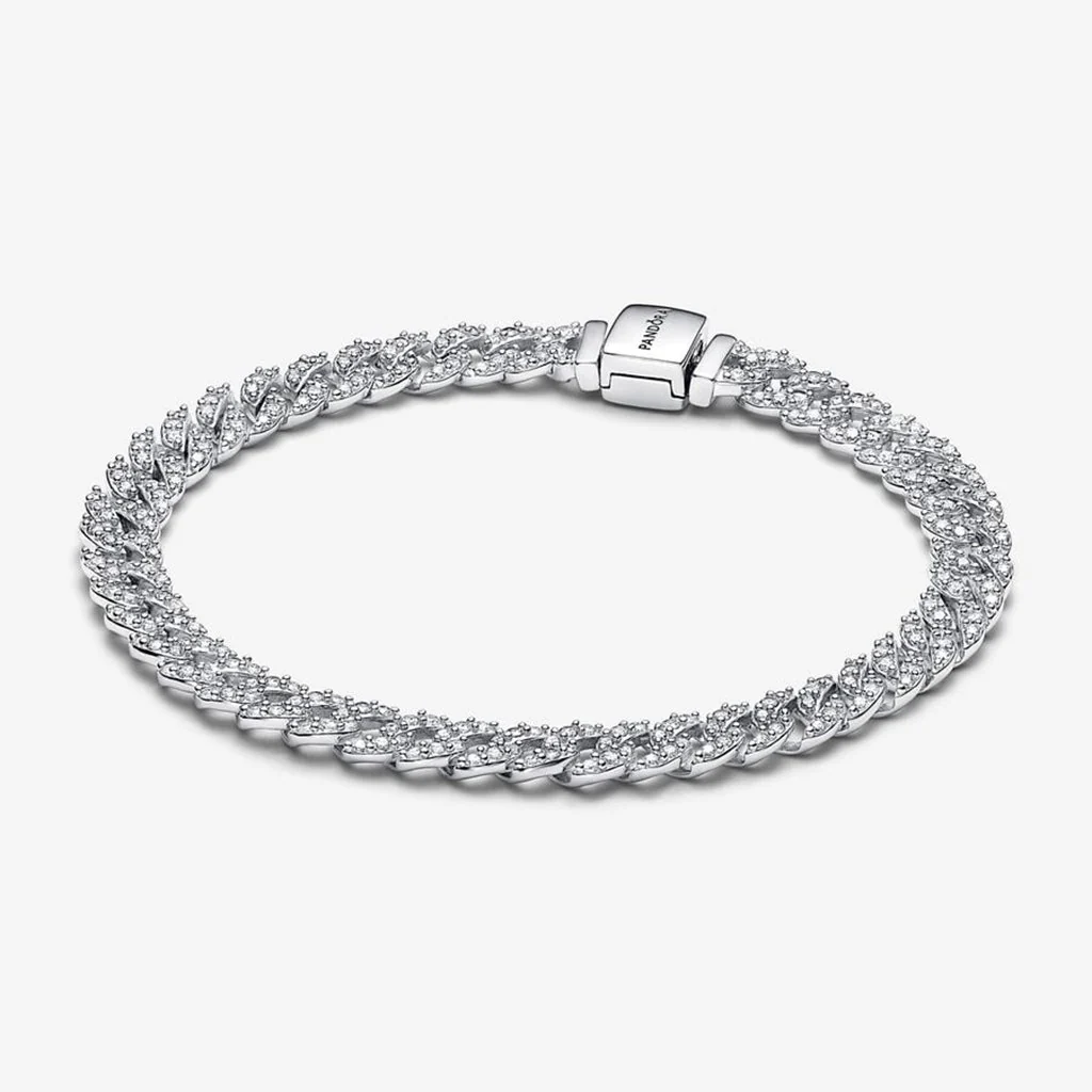 PANDORA : Timeless Pavé Cuban Chain Bracelet - Sterling Silver