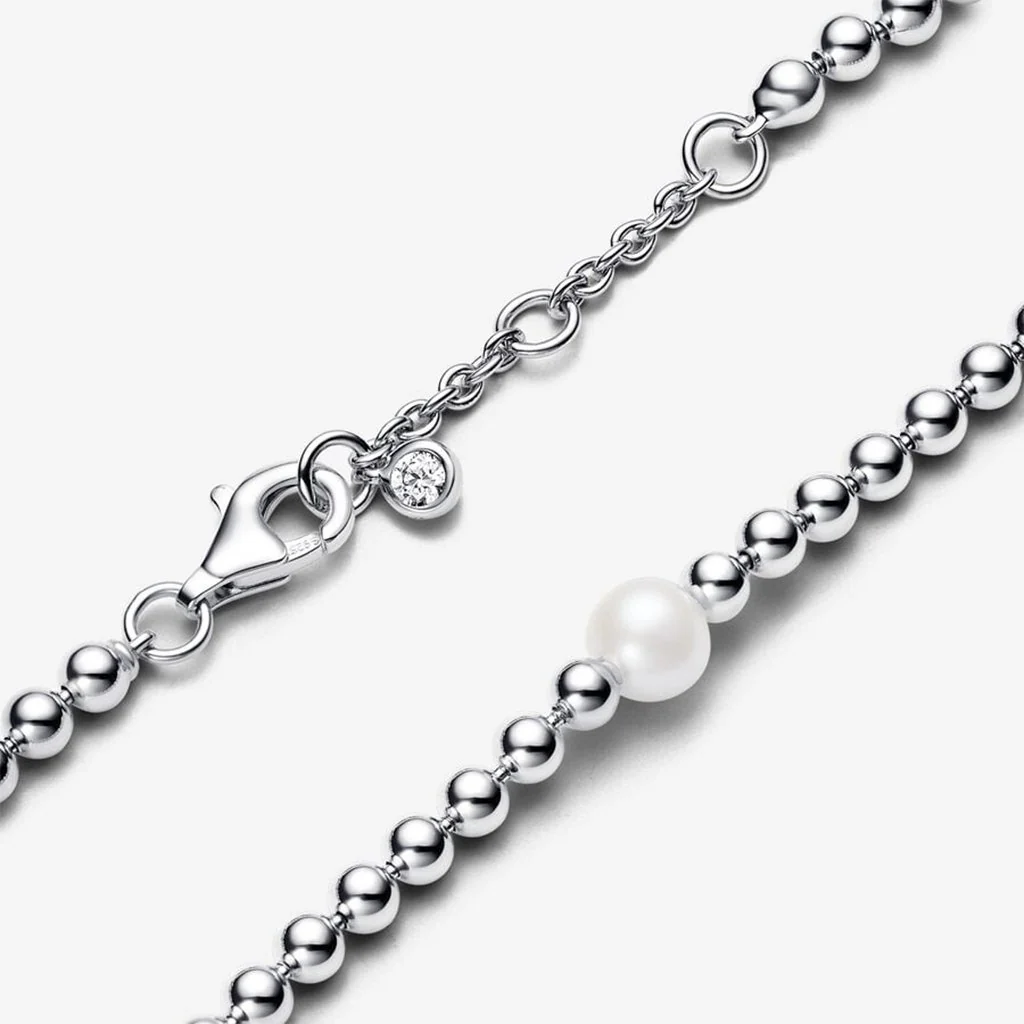 PANDORA : Treated Freshwater Cultured Pearl & Beads Bracelet - Sterling Silver - Image 3