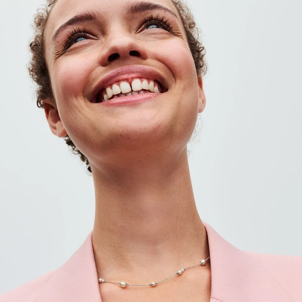 PANDORA : Treated Freshwater Cultured Pearl Station Chain Necklace - Sterling Silver - Image 3