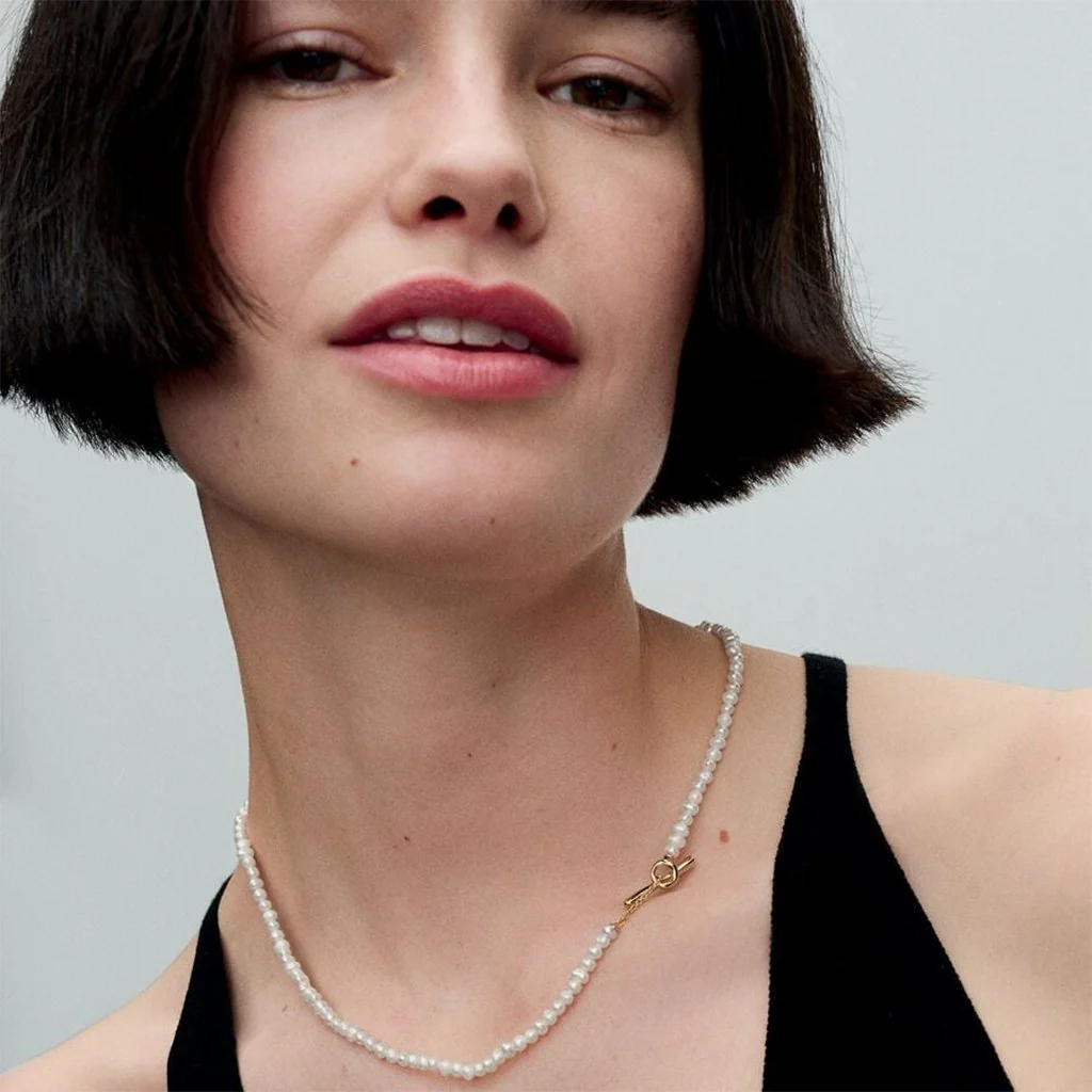 PANDORA : Treated Freshwater Cultured Pearls T-bar Collier Necklace - Image 2