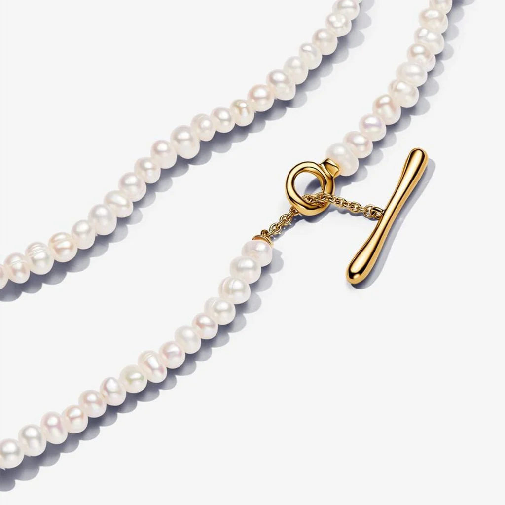 PANDORA : Treated Freshwater Cultured Pearls T-bar Collier Necklace - Image 3