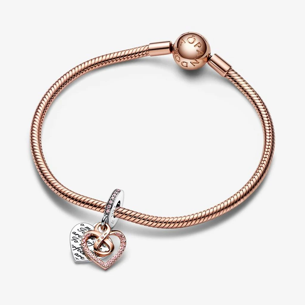 PANDORA : Two-tone Infinity Heart Double Dangle Charm - Image 5