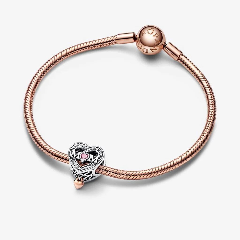 PANDORA : Two-tone Openwork Mom & Heart Charm - Image 5