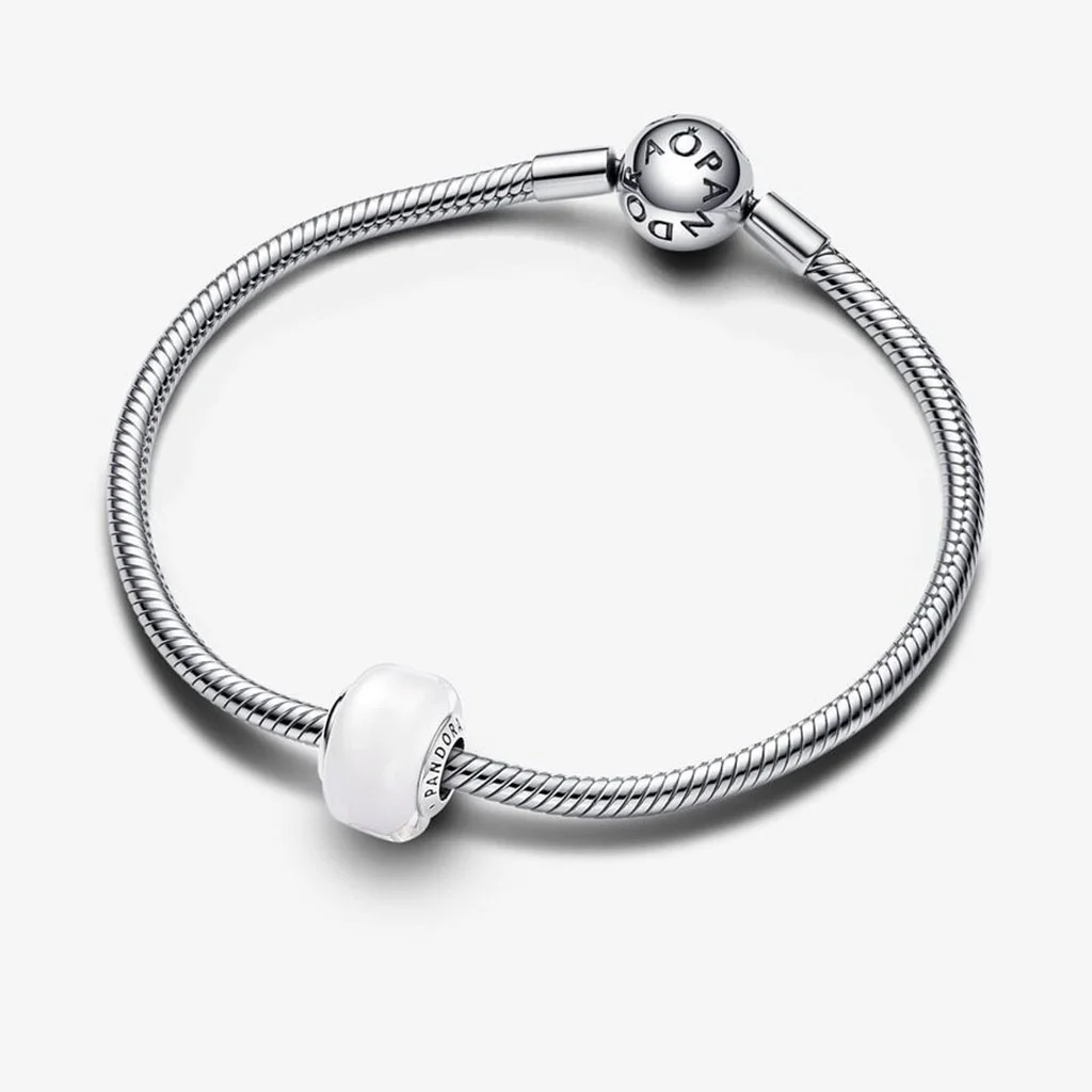 PANDORA : White Mini Murano Glass Charm in Sterling Silver - Image 5