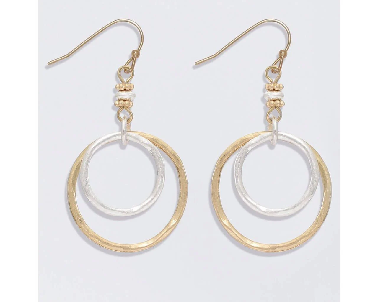 Periwinkle by Barlow : Two-tone Hammered Rings - Earrings