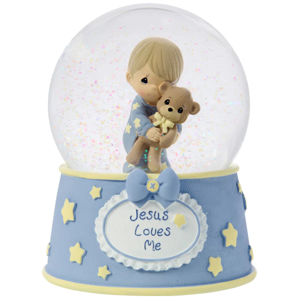 Precious Moments : Boy With Teddy Waterball