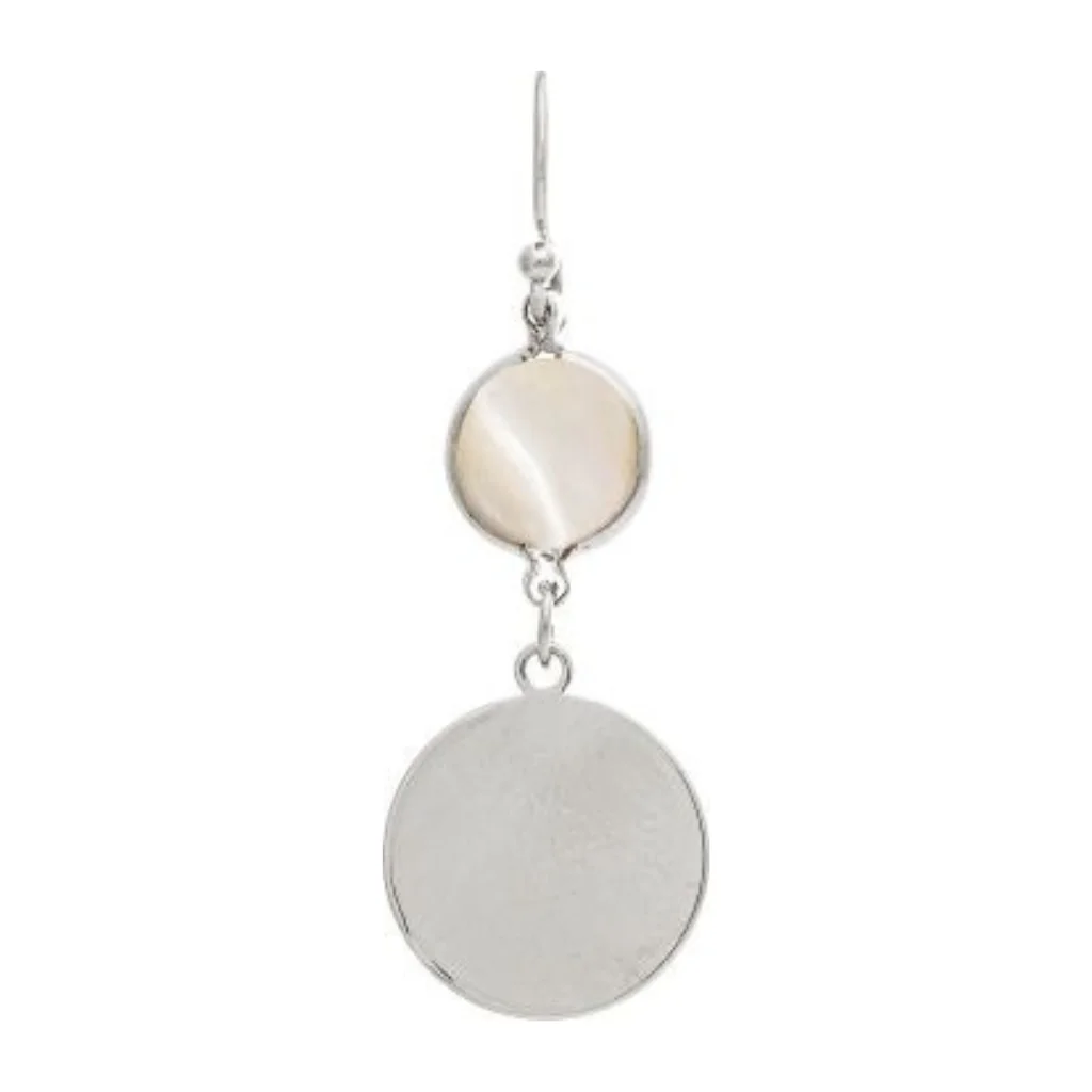 Rain Jewelry : Double Circle Mother of Pearl Shell Top Earrings - Image 2