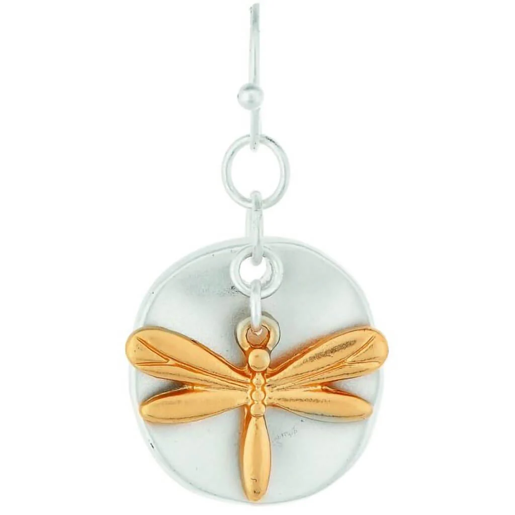 Rain Jewelry : Two Tone Layered Dragonfly Earrings