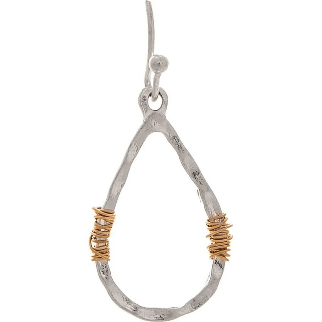 Rain Jewelry : Two Tone Wire Wrap Teardrop Earrings