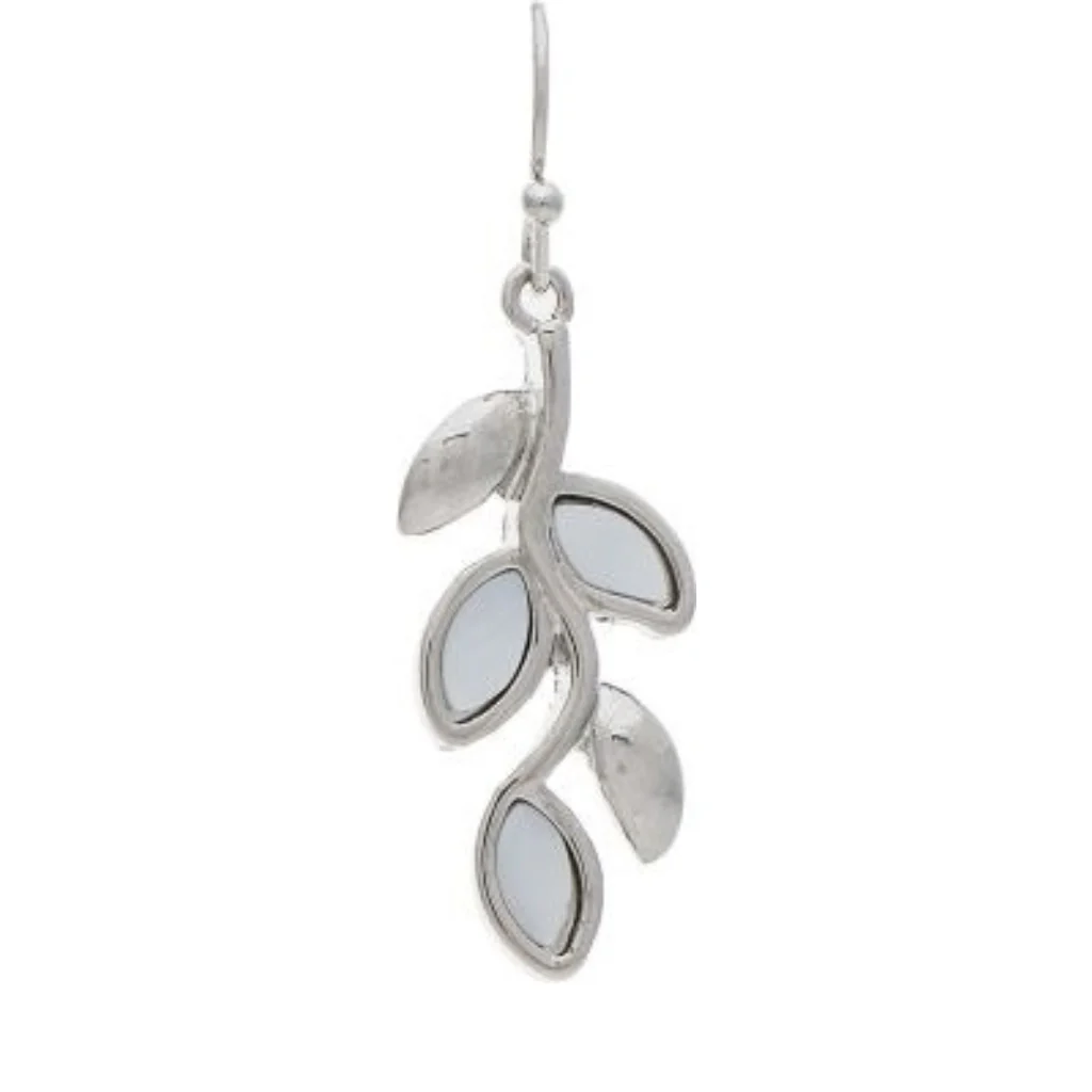 Rain Jewelry : White Shell Inlay Leafy Earring - Image 2