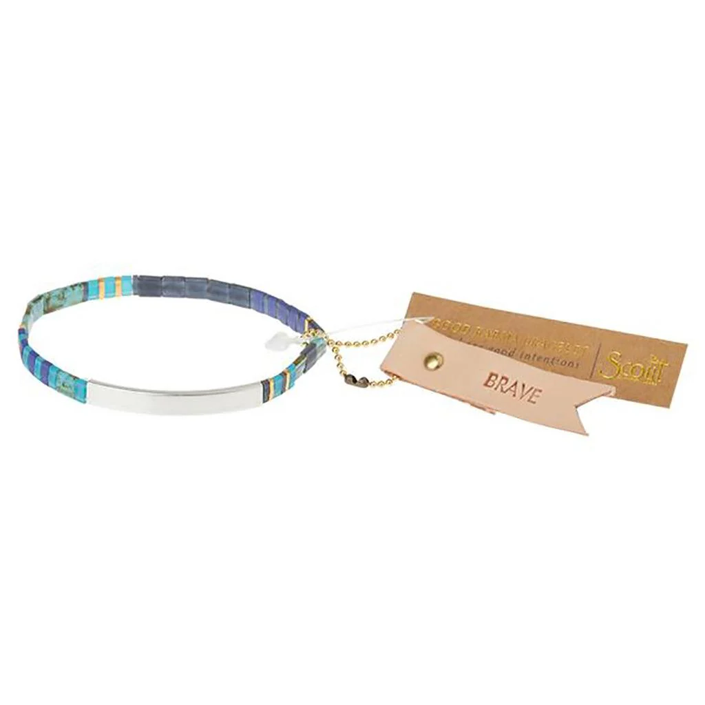 Scout Curated Wears : Good Karma Miyuki Bracelet - "Brave" - Cobalt/Silver