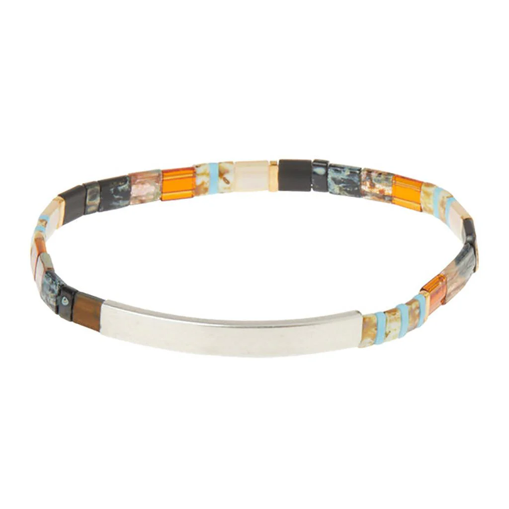 Scout Curated Wears : Good Karma Miyuki Bracelet - "Gratitude" - Earth/Sky/Silver - Image 3