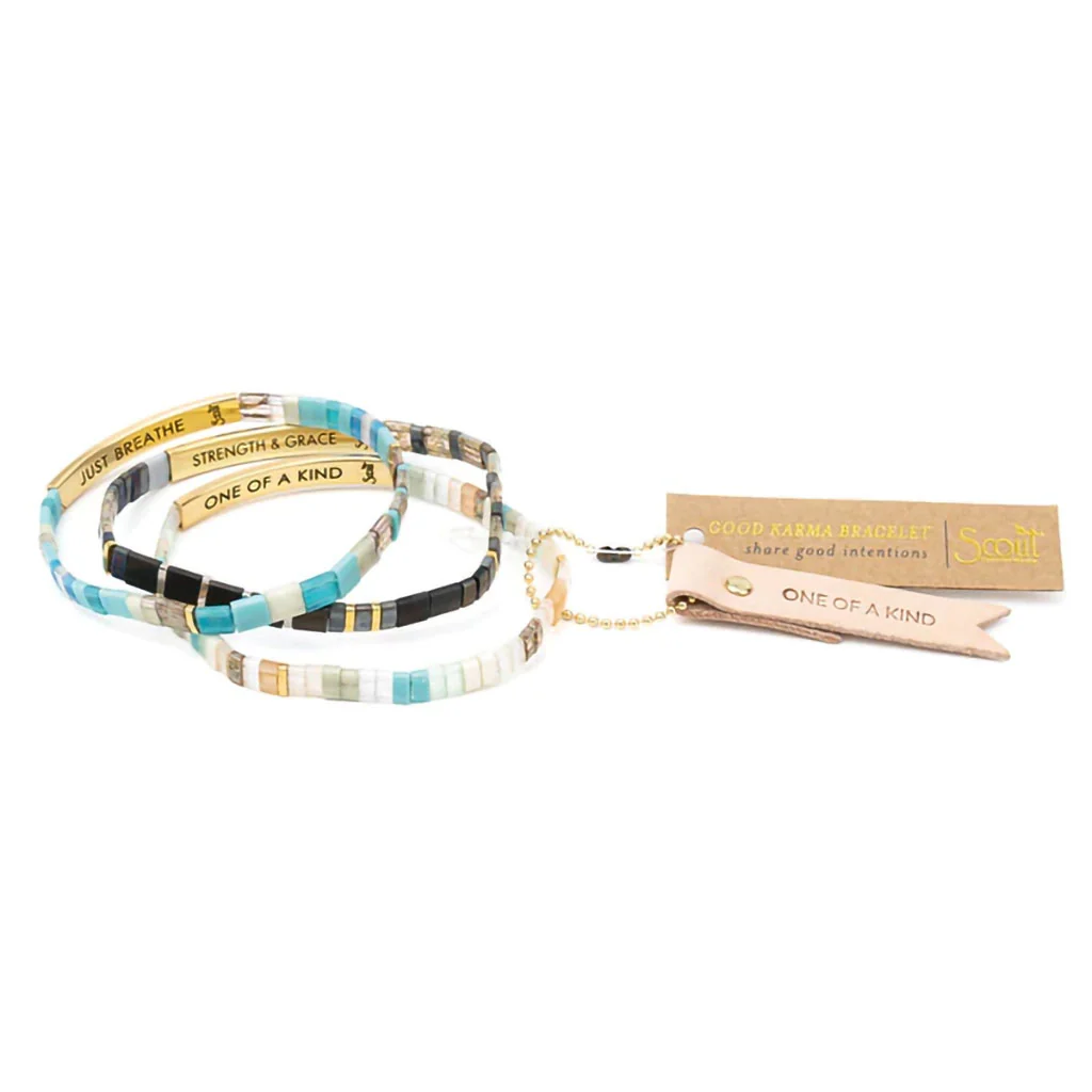Scout Curated Wears : Good Karma Miyuki Bracelet - "One Of A Kind" - Mint/Peach/Gold - Image 6