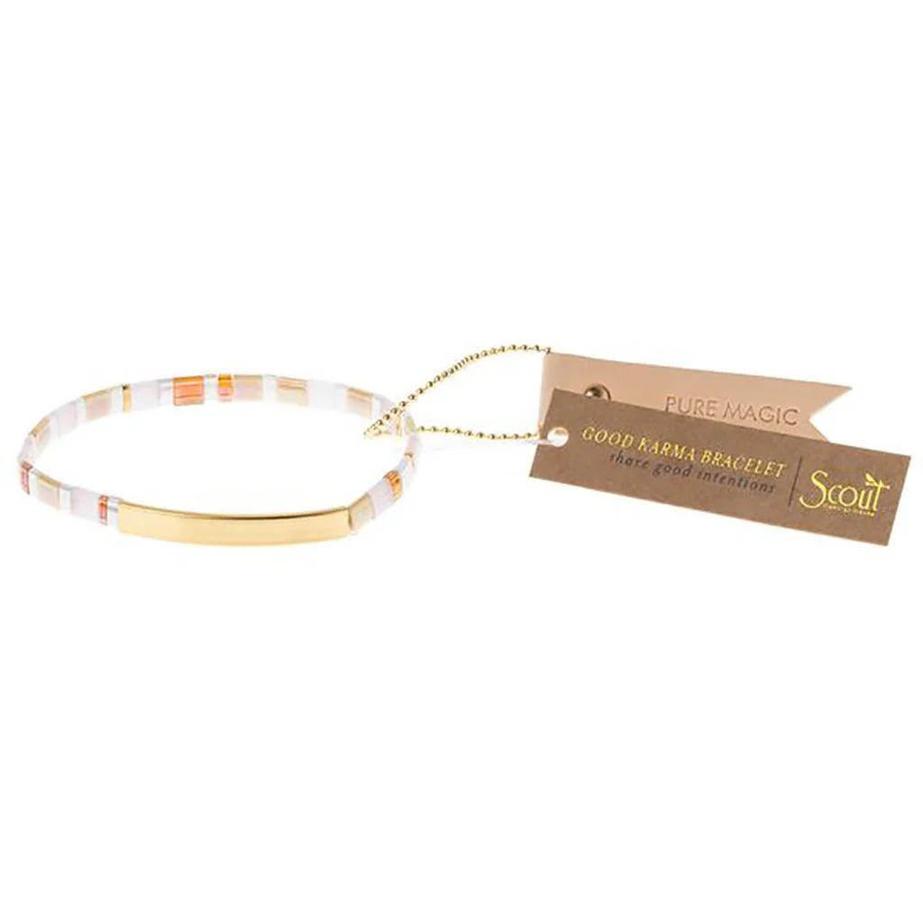 Scout Curated Wears : Good Karma Miyuki Bracelet - "Pure Magic" - Neutral/Gold - Image 3