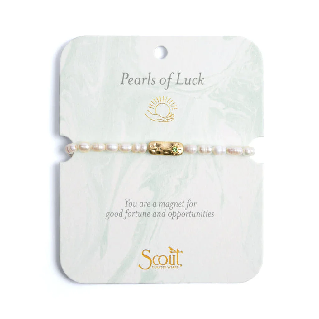 Scout Curated Wears : Pearl Affirmation Bracelet - Luck/Gold