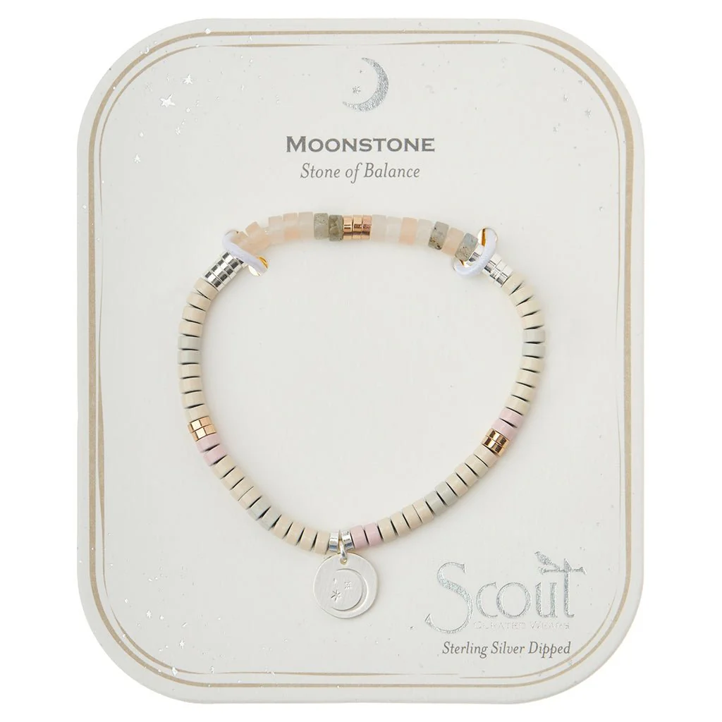 Scout Curated Wears : Stone Intention Charm Bracelet - Moonstone Silver Gold - Image 2