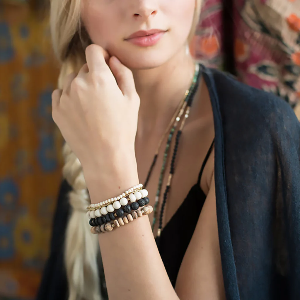 Scout Curated Wears : Stone Stack Bracelet - Ocean Agate - Image 3