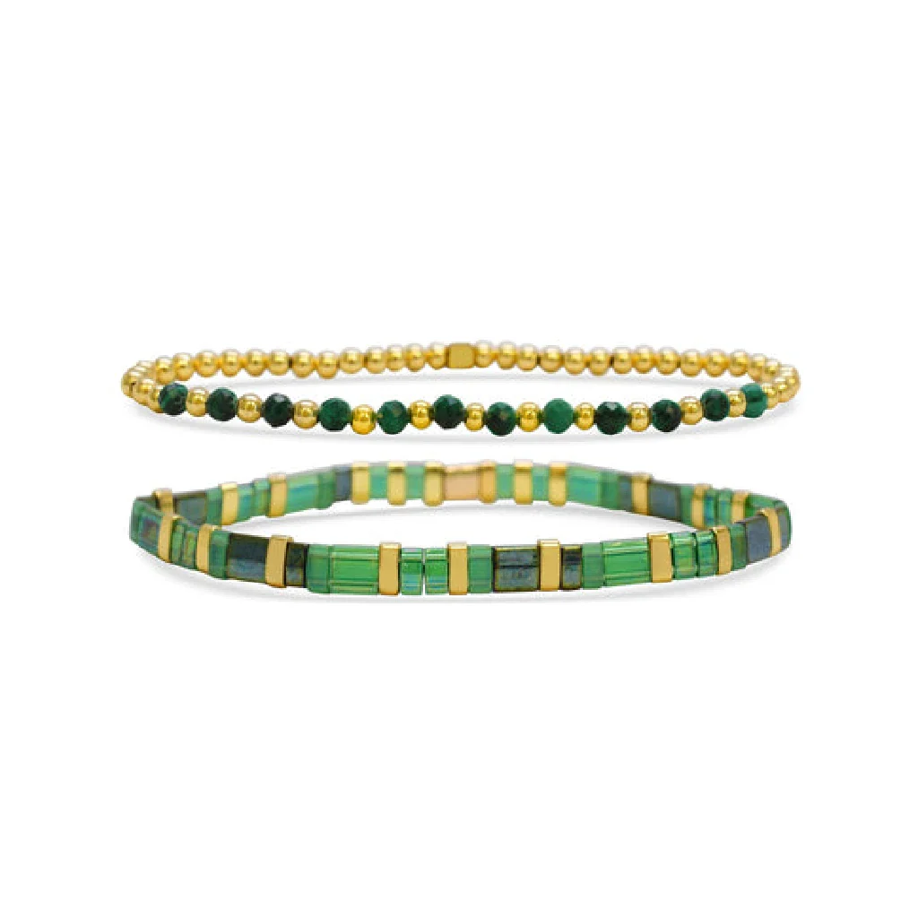 Stia : Naturally Beautiful - Malachite Morse Code Bracelet - Image 2