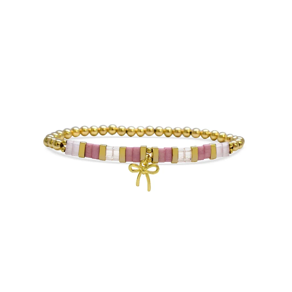 Stia : So Charming - Bead it! Bow Pink Bracelet - Image 2