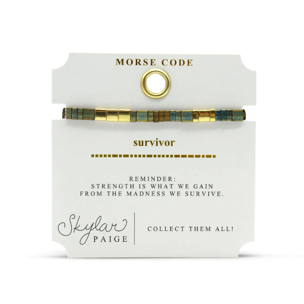 Stia : SURVIVOR - Morse Code Tila Beaded Bracelet