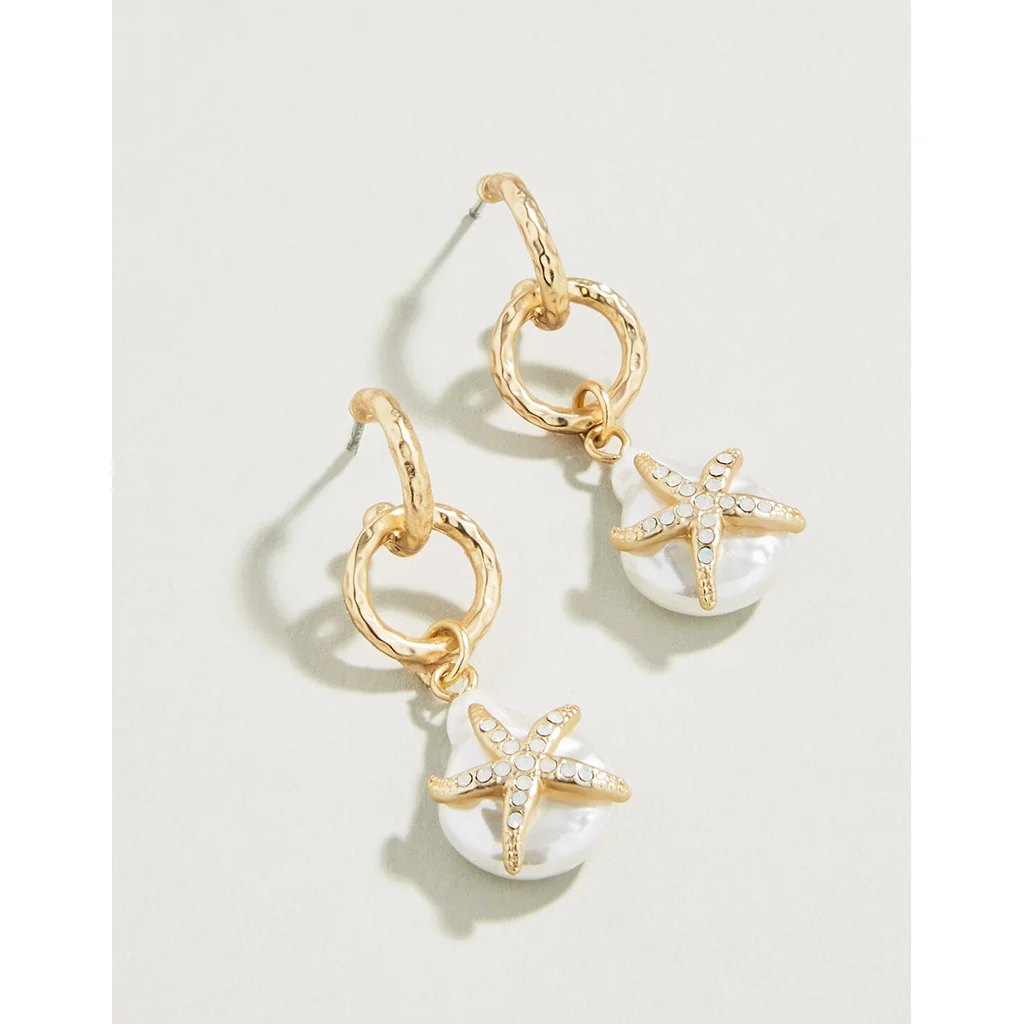 Spartina 449 : Starfish Groupie Earrings - Pearl