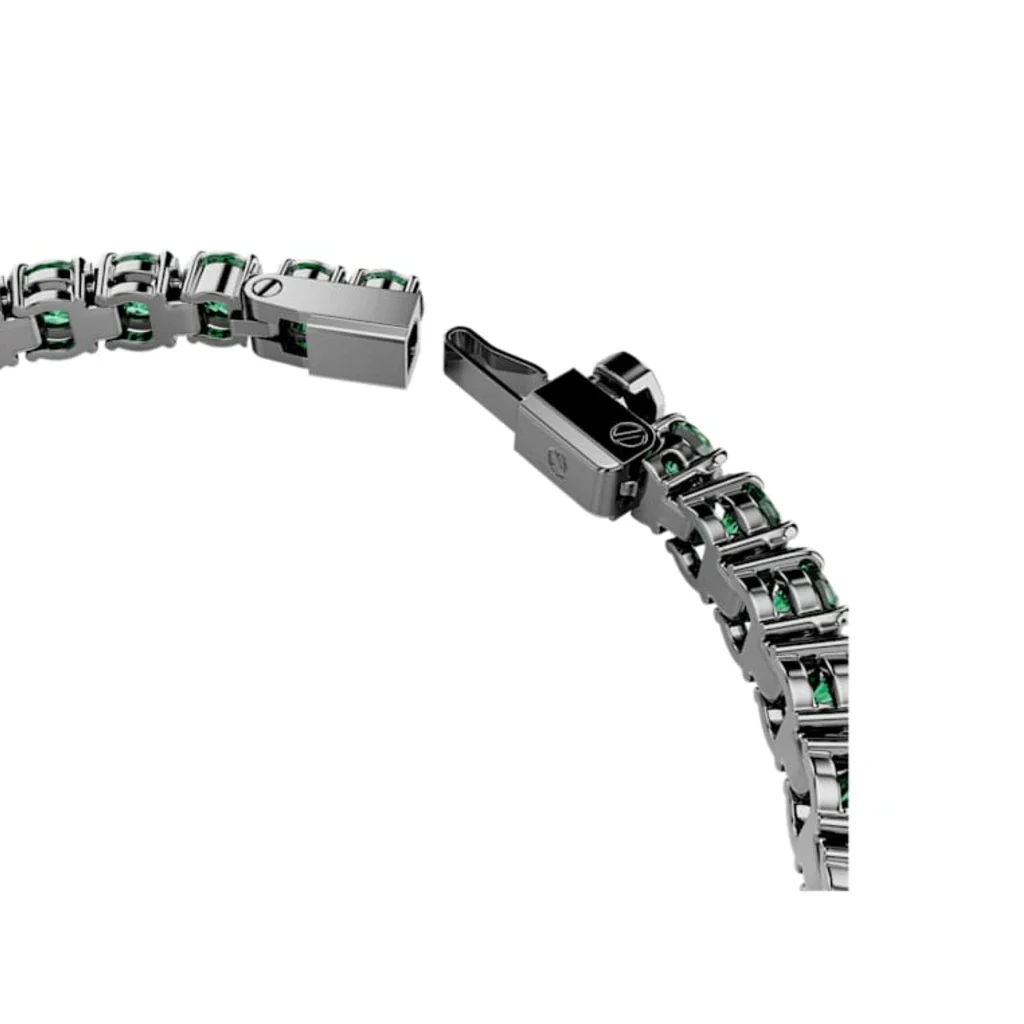 Swarovski : Green Ruthenium Plated Tennis Bracelet - Image 3