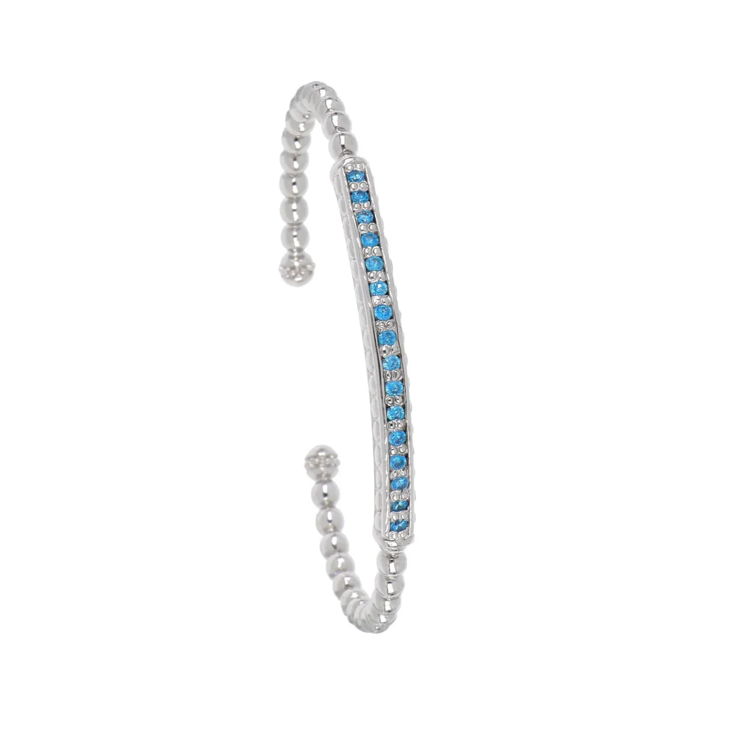 Tahoe : Cuff Bracelet Pave Bar Rhodium - Image 2
