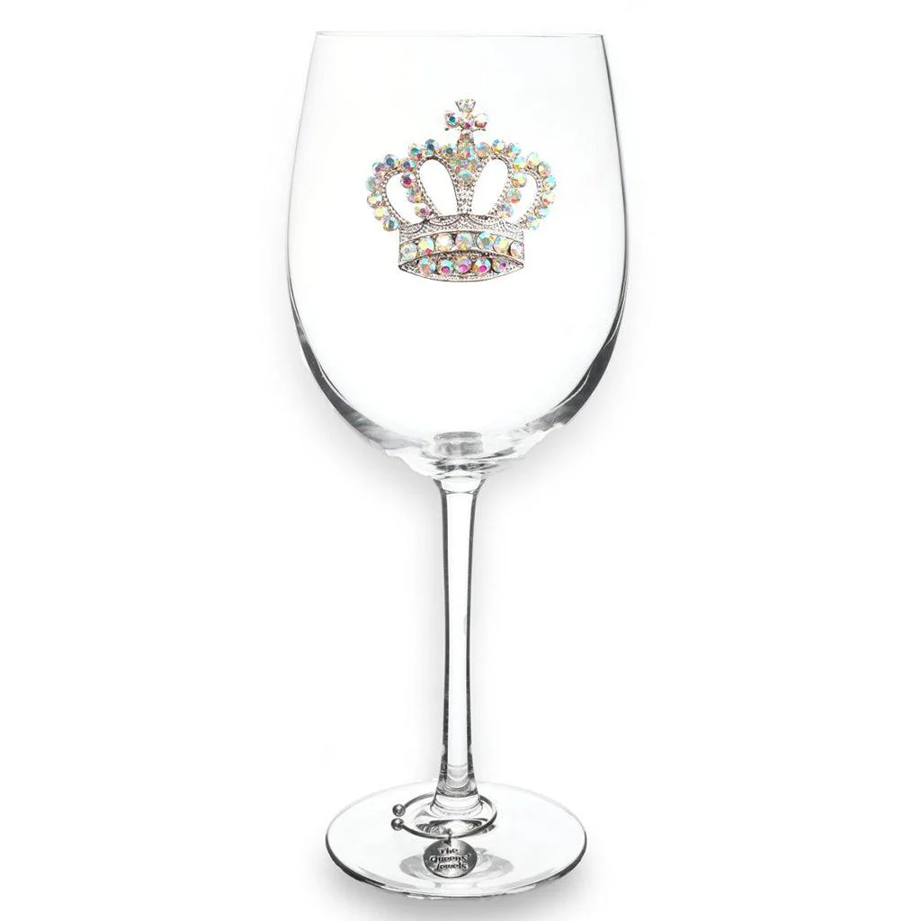 The Queens' Jewels : Aurora Borealis Crown Jeweled Stemmed Wineglass