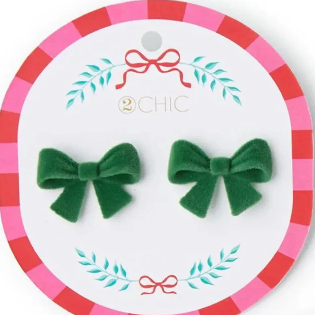 Two's Company : Holiday Velvet Bow Earrings - Image 2