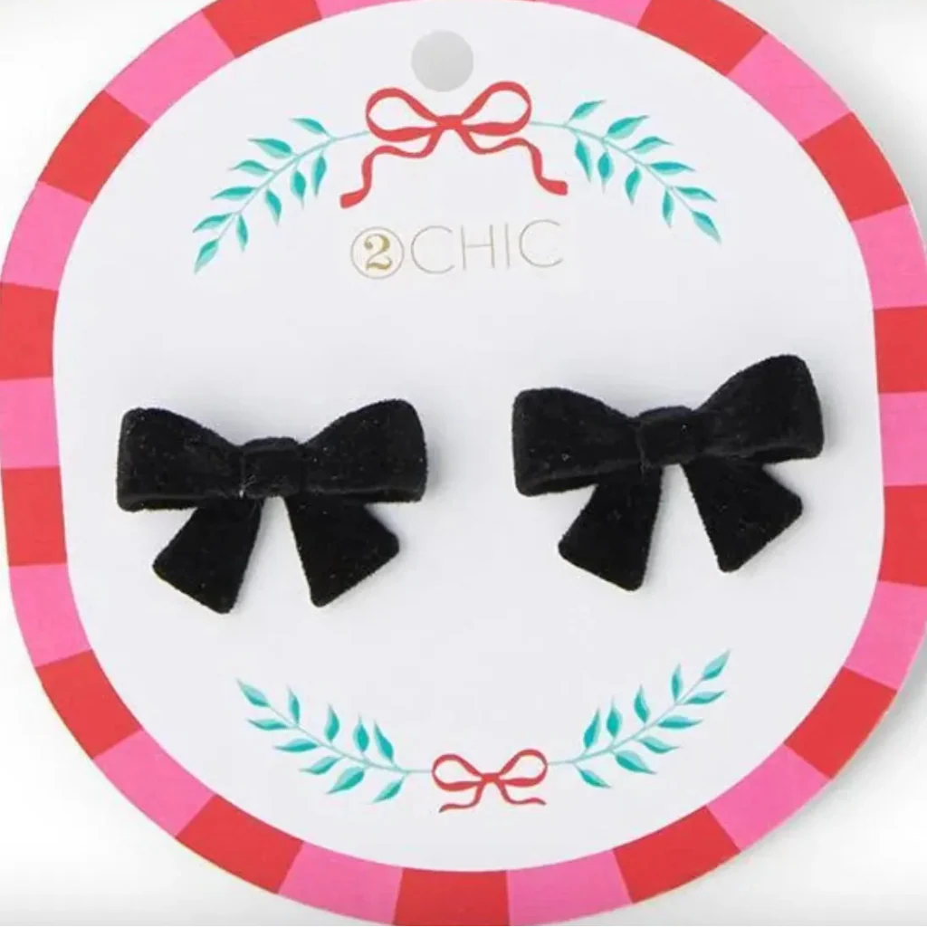 Two's Company : Holiday Velvet Bow Earrings - Image 4