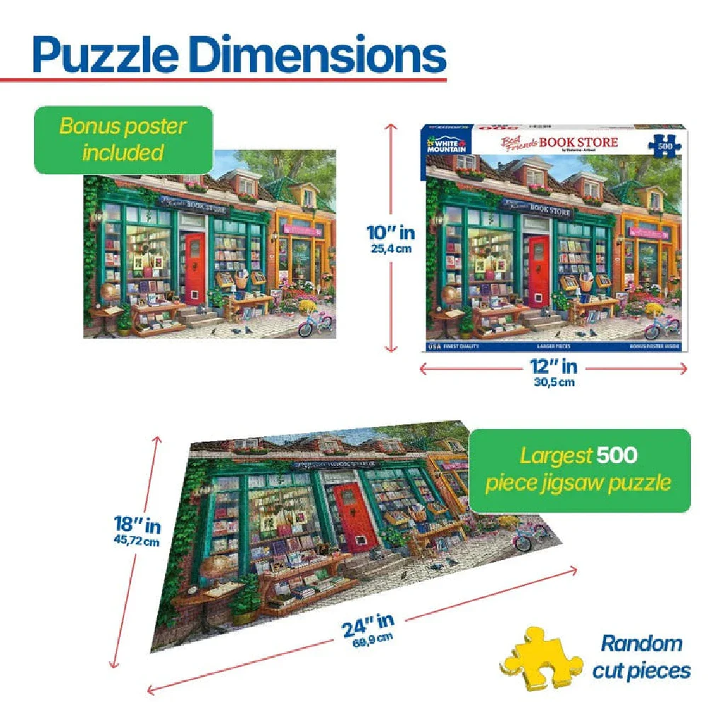 White Mountain Puzzles : Best Friends Book Store Jigsaw Puzzle - Image 3