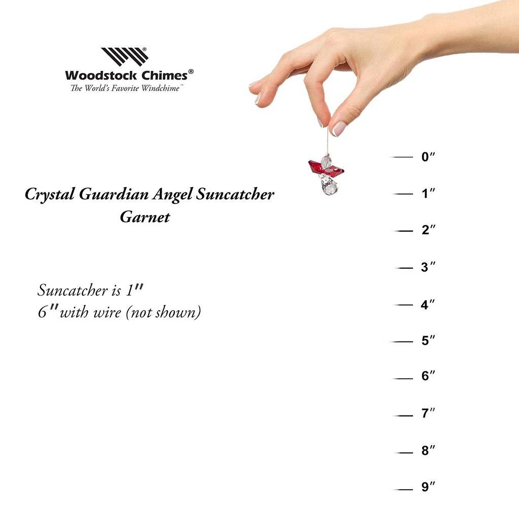 Woodstock Chimes : Crystal Guardian Angel Suncatcher - Garnet (January) - Image 4