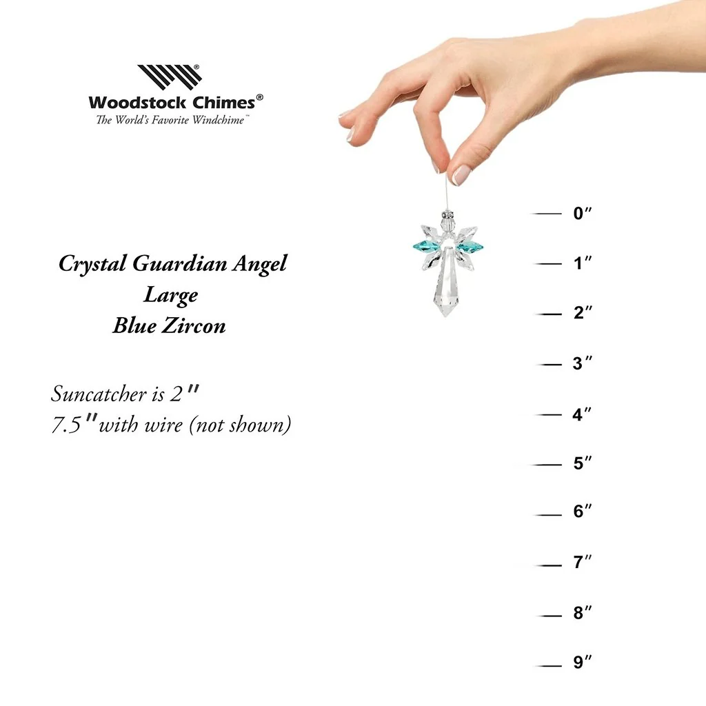 Woodstock Chimes : Crystal Guardian Angel Suncatcher - Large, Blue Zircon - Image 4