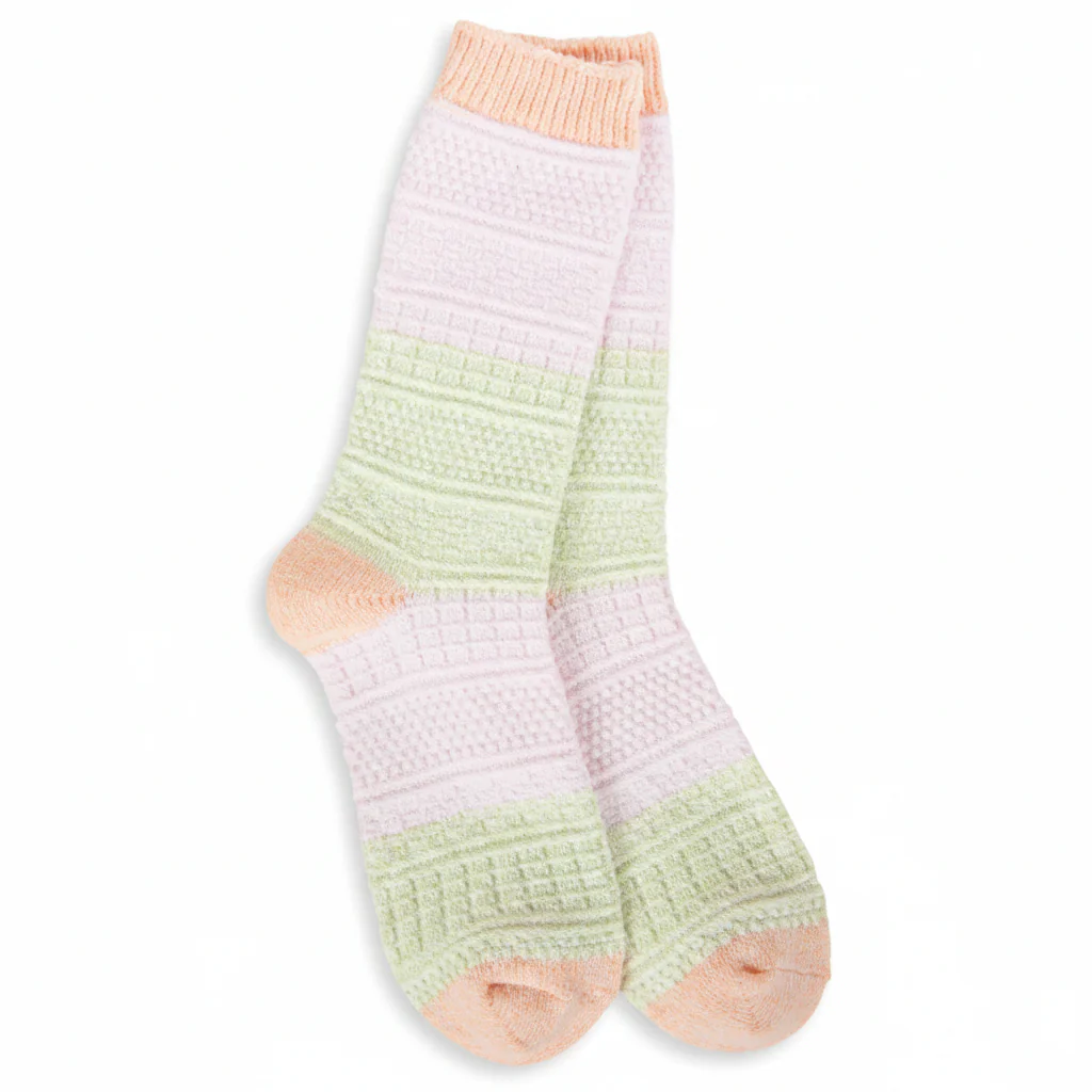 World's Softest Socks : Yellow/Peach Crew