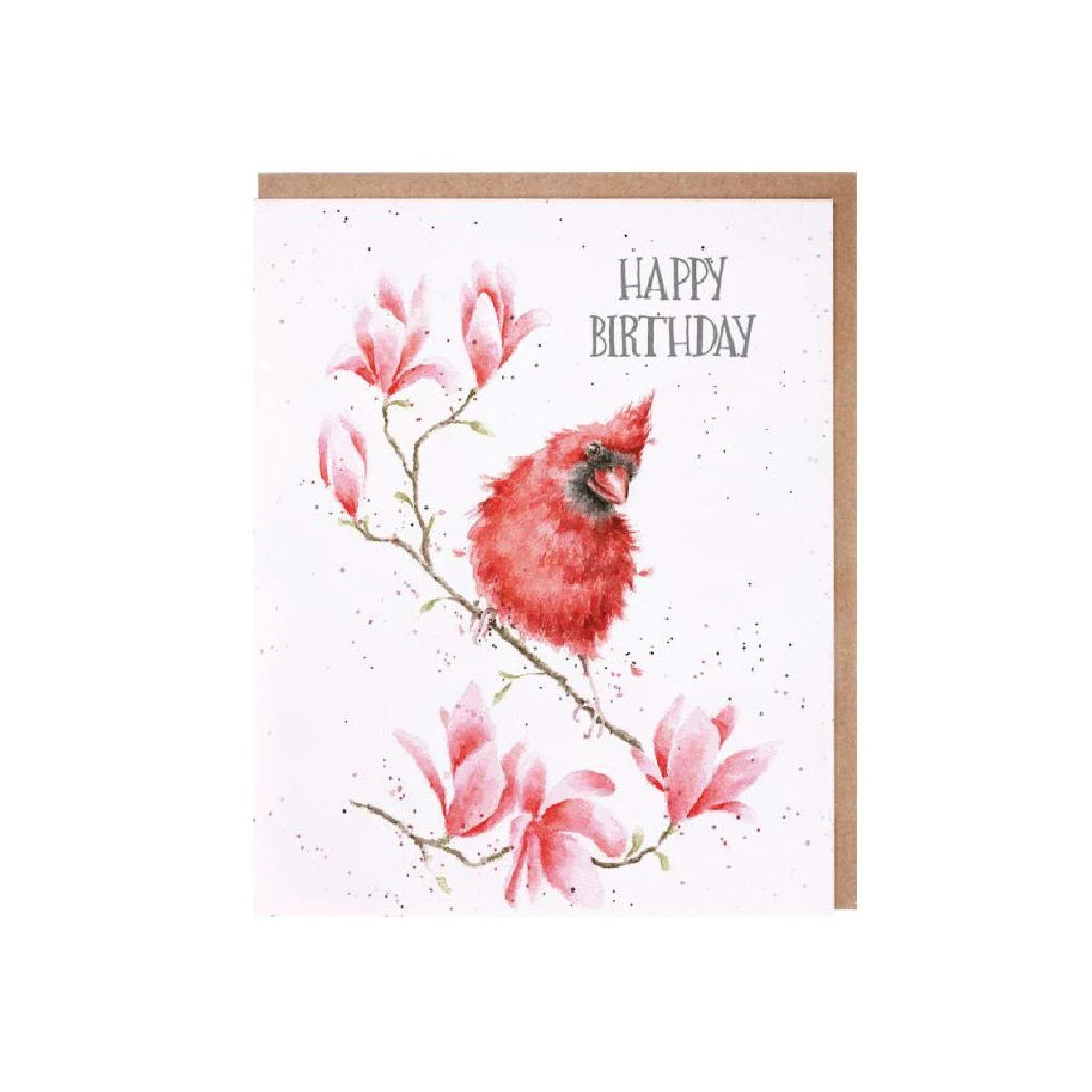 Wrendale : Birthday Birdy' Cardinal Bird Birthday Card