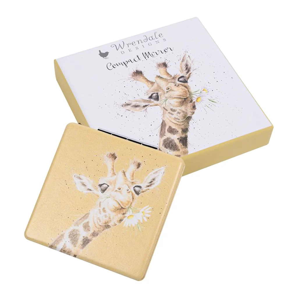 Wrendale Designs : Giraffe Compact Mirror - Flowers - Image 3