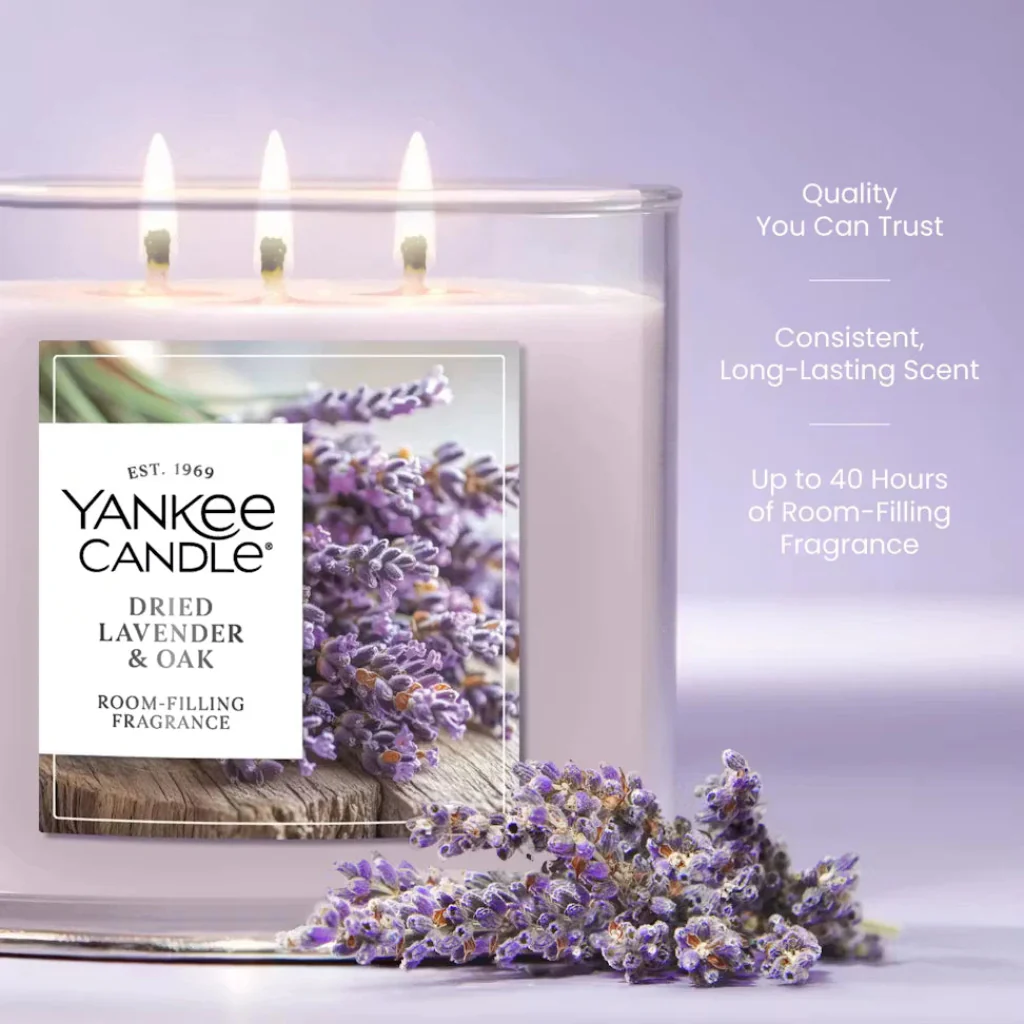 Yankee Candle : Dried Lavender & Oak 3-Wick Candles - Image 2